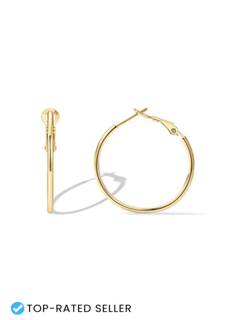 14K Gold Plated Hoop Earrings for Women, Sterling Silver Posts, Hypoallergenic